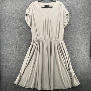 St John Dress Womens 12 Gray Round Neck A-Line Flowy Ladies Old Money Luxury